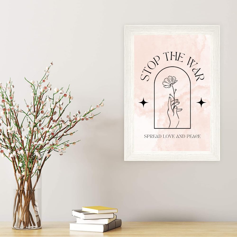 Stop the War Poster Peace and Love Wall Art Anti War Print Inspirational Artwork Girl Room Decor College Student Gift Bedroom Dorm Decoration