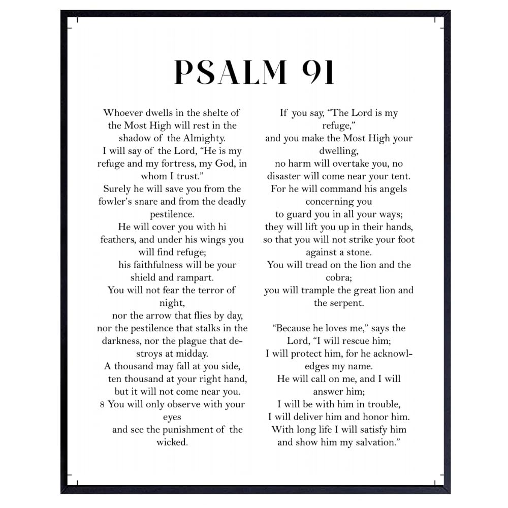 Psalm 91 Bible Verse Wall Art Christian Scripture Poster Print Inspirational Faith Quote Home Decor Gift for Christians