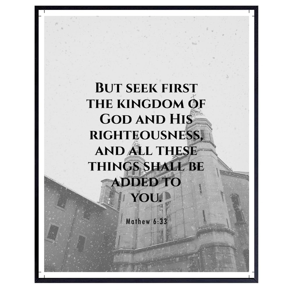 Matthew 6:33 Bible Verse Wall Art Scripture Poster Print Christian Home Decor Inspirational Faith Gifts