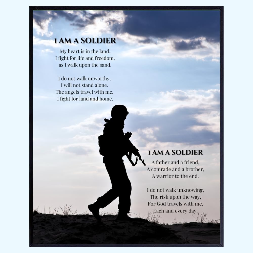 Blessed Posters I Am A Soldier Patriotic American Military Wall Art Inspirational Home Room Decor Gift for Veterans