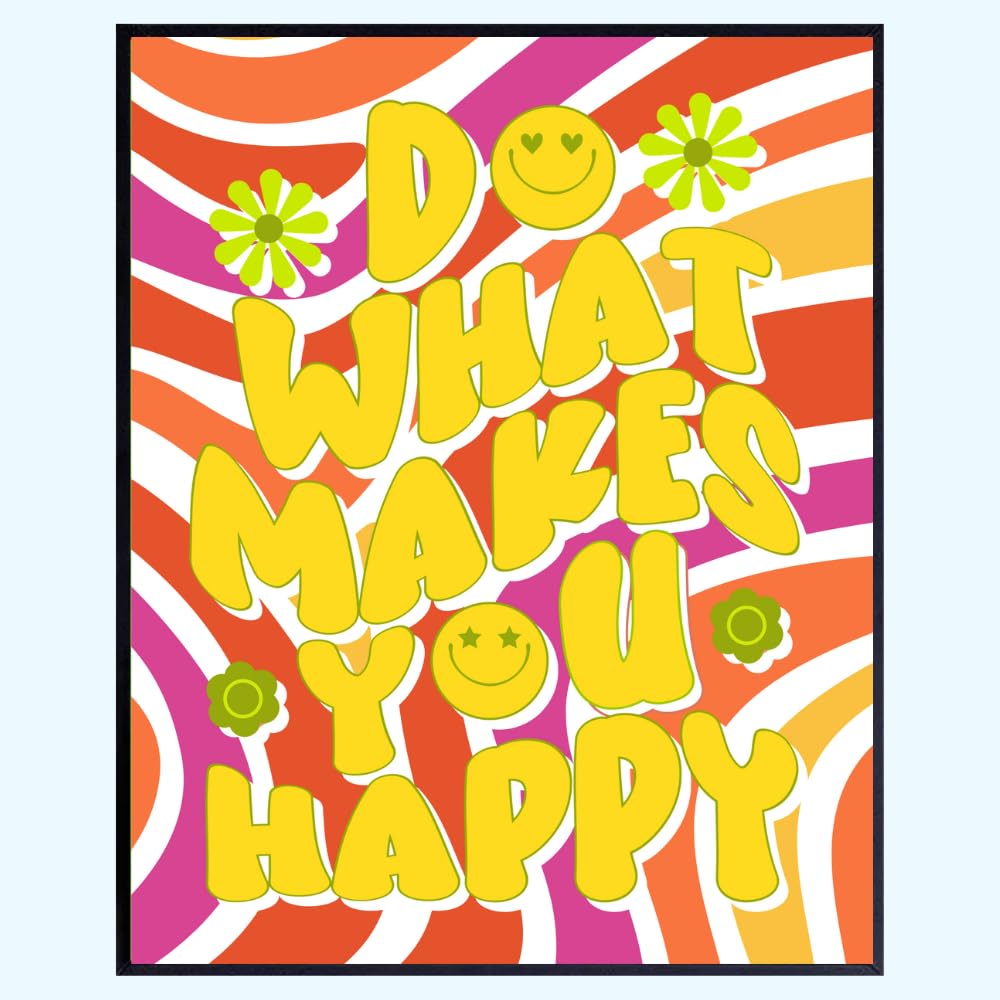 Blessed Poster Do What Makes You Happy Positive Affirmation Wall Art Motivational Print Room Decor for Girls Women Bedroom Home