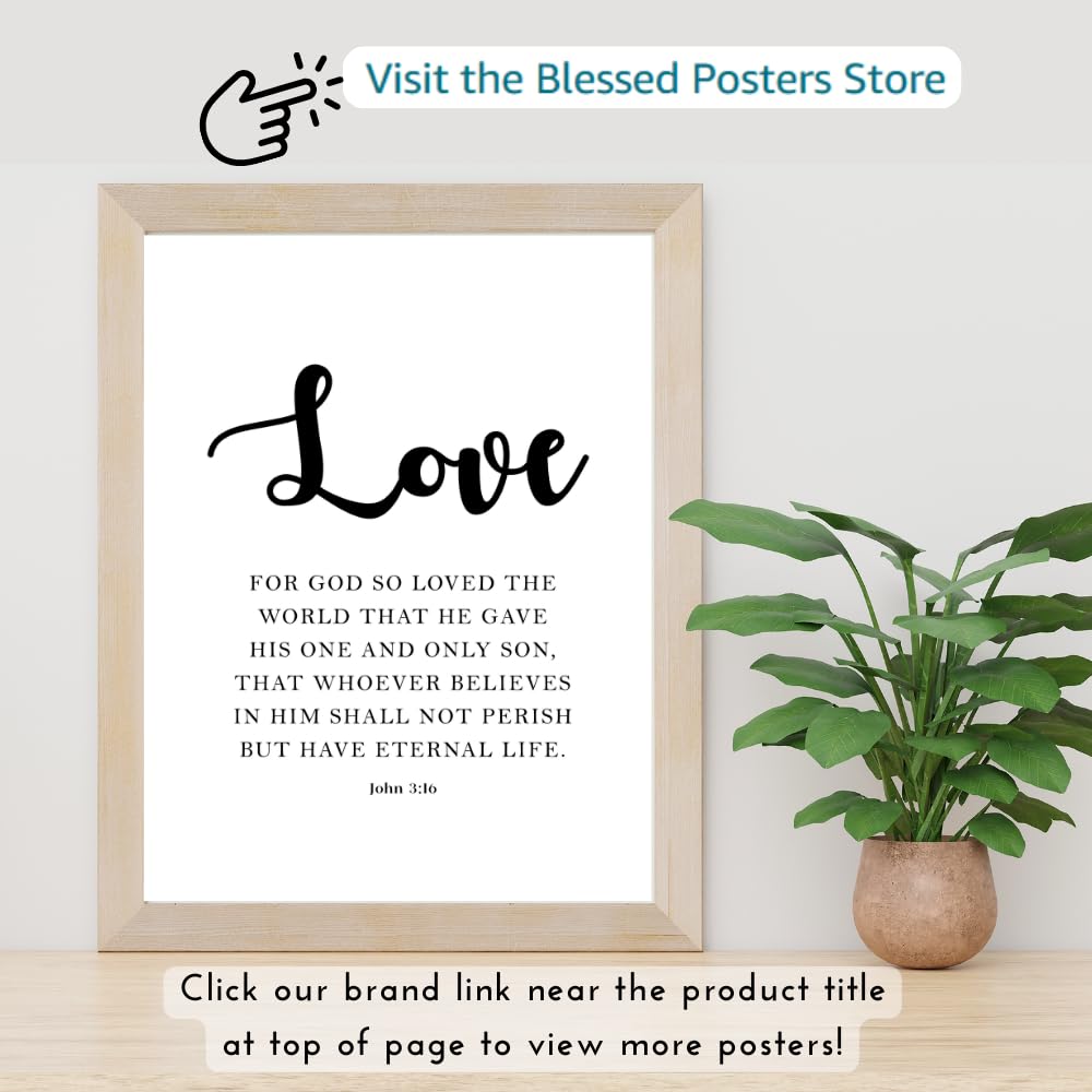 John 3:16 Bible Verse Wall Art Christian Scripture Poster Print Inspirational Love Quote Home Decor Gift for Christians