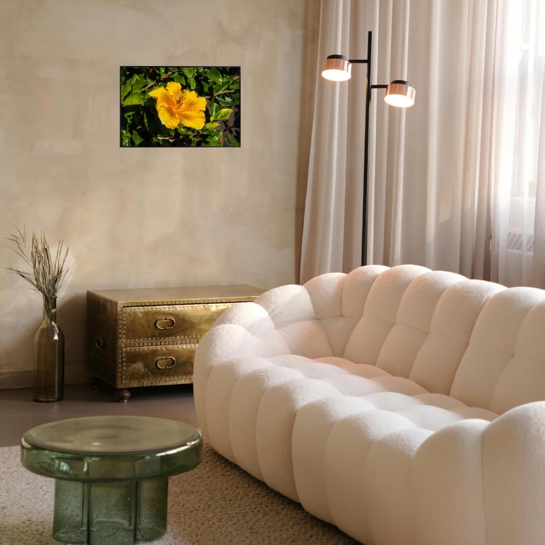 Hibiscus Golden Yellow Wall Art Poster – Tropical Flower Home Decor, Botanical Plant Print, Nature-Inspired Bedroom & Living Room Artwork