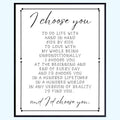 I Choose You Wall Art Print - Positive Affirmation Poster - Romantic Quote Decor for Bedroom Living Room Office - Inspirational Gifts for Wife Husband