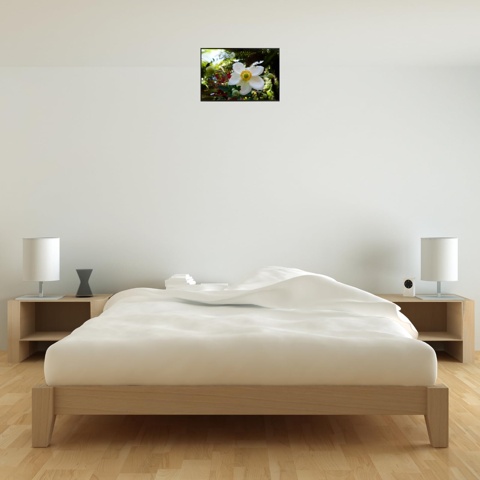 White Japanese Anemone Flower Poster – Elegant Botanical Wall Art Print for Living Room, Bedroom, Office, or Home Decor – Minimalist Floral Artwork