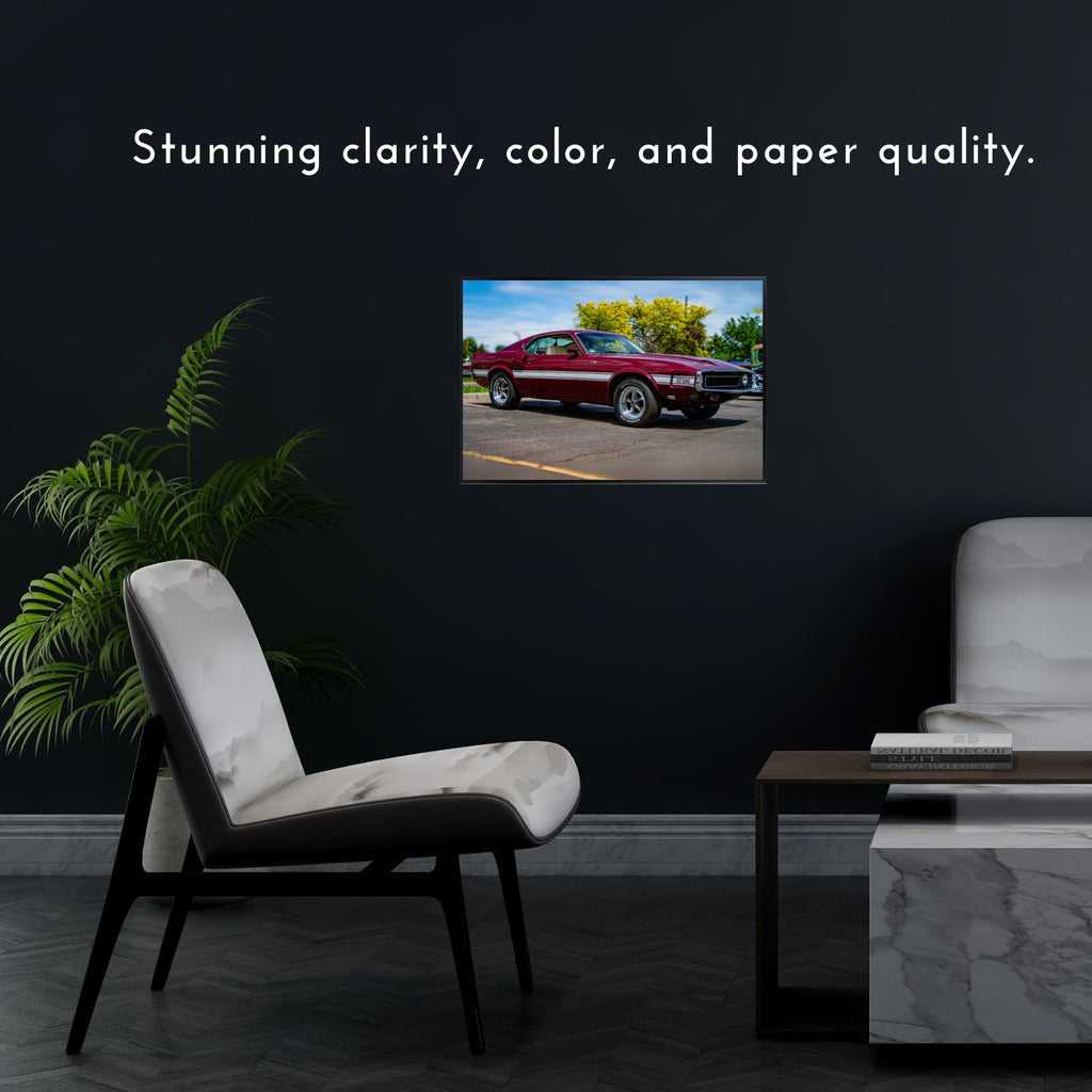 Blessed Posters Shelby GT Poster – Classic Muscle Car Wall Art Print – Retro American Auto Poster for Garage Office Bedroom Living Room Décor