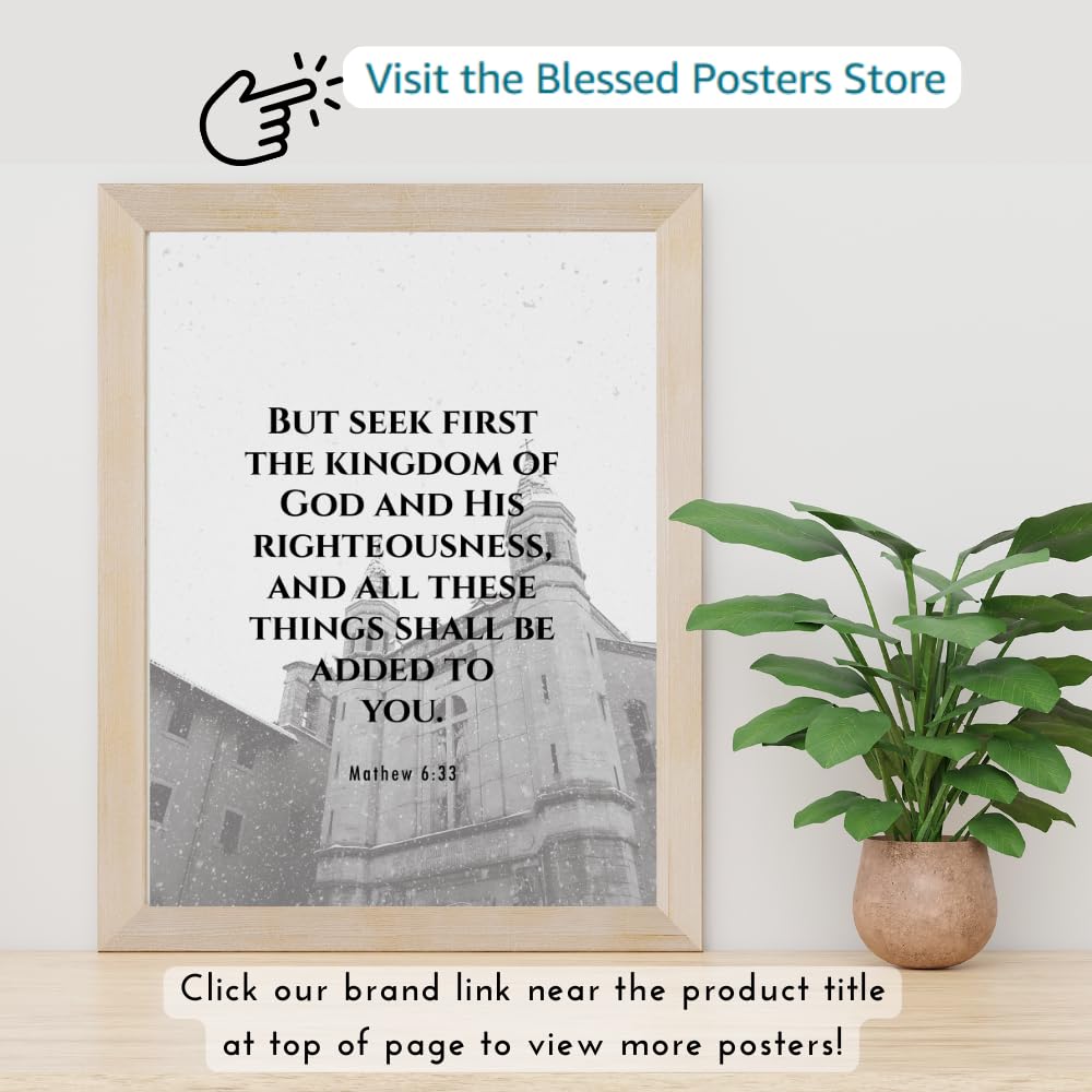 Matthew 6:33 Bible Verse Wall Art Scripture Poster Print Christian Home Decor Inspirational Faith Gifts