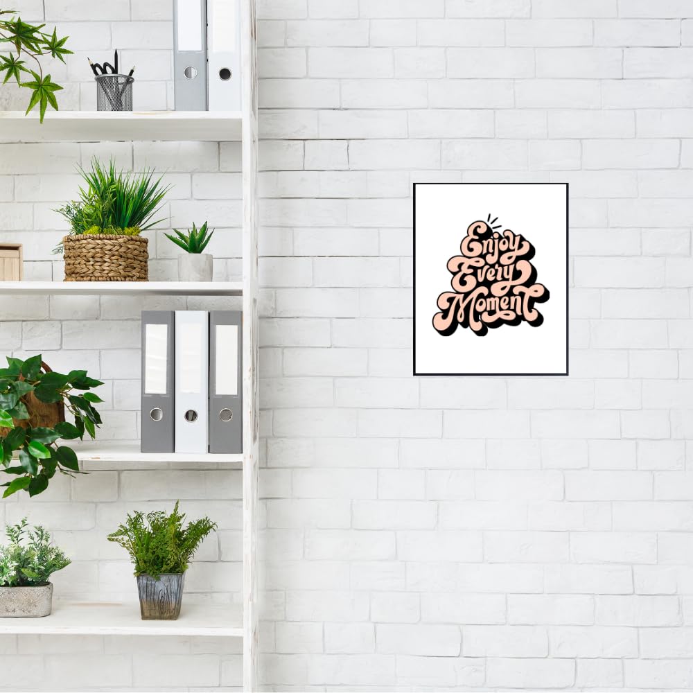 Blessed Posters Enjoy Every Moment Wall Art – Positive Affirmation Print for Girls Room Bedroom Living Room Office – Motivational Wall Decor Gift for Women
