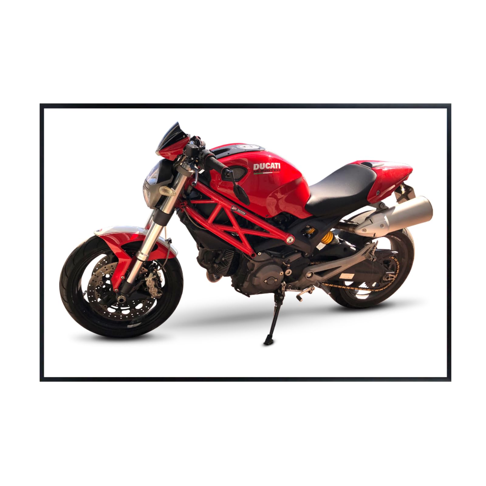 Ducati Monster 696 Street Bike Wall Art Print - Rider Decor for Garage, Office, or Man Cave