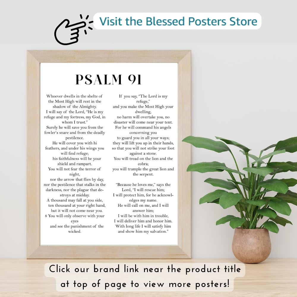 Psalm 91 Bible Verse Wall Art Christian Scripture Poster Print Inspirational Faith Quote Home Decor Gift for Christians