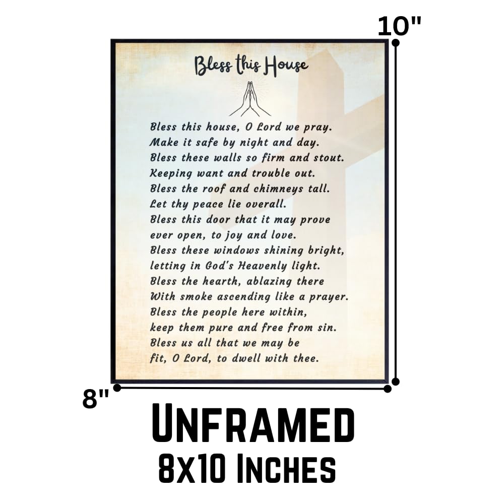 Blessed Posters Bless This House Hymn Wall Art Christian Wall Art Scripture Wall Decor Bible Verse Home Decoration Gift for Women
