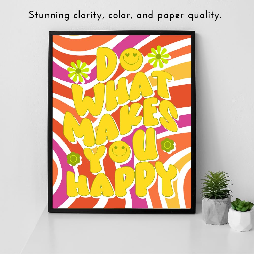 Blessed Poster Do What Makes You Happy Positive Affirmation Wall Art Motivational Print Room Decor for Girls Women Bedroom Home