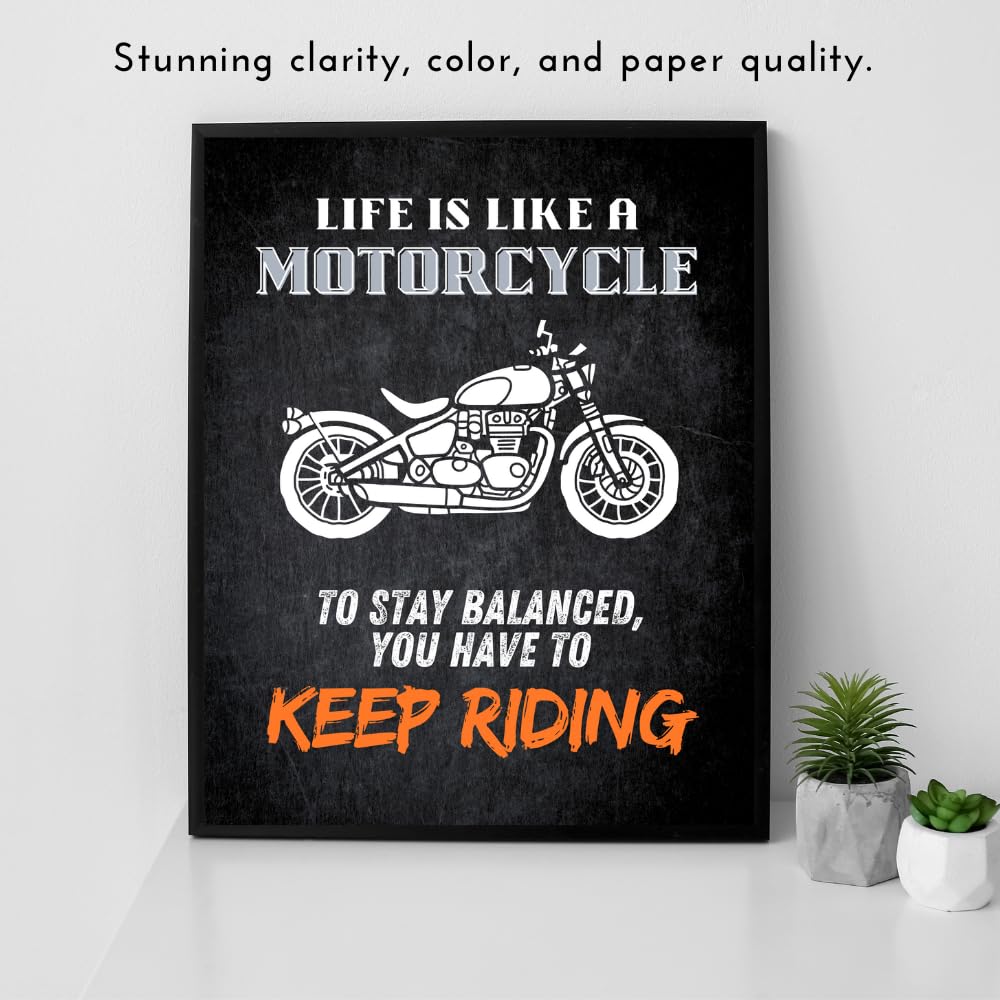 Blessed Posters Keep Riding Motorcycle Decor Inspirational Wall Decor Motivational Wall Art Garage Wall Decoration Gift for Men Motorcycle Lovers