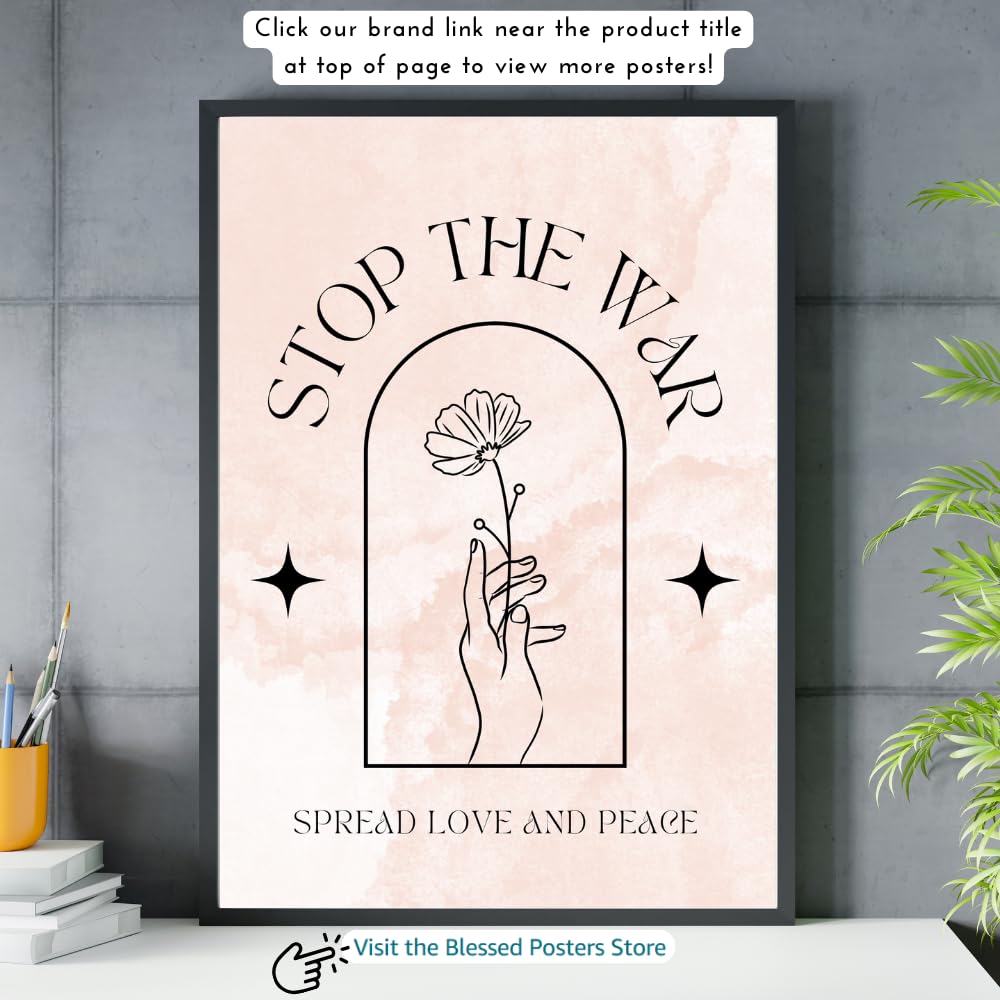 Stop the War Poster Peace and Love Wall Art Anti War Print Inspirational Artwork Girl Room Decor College Student Gift Bedroom Dorm Decoration