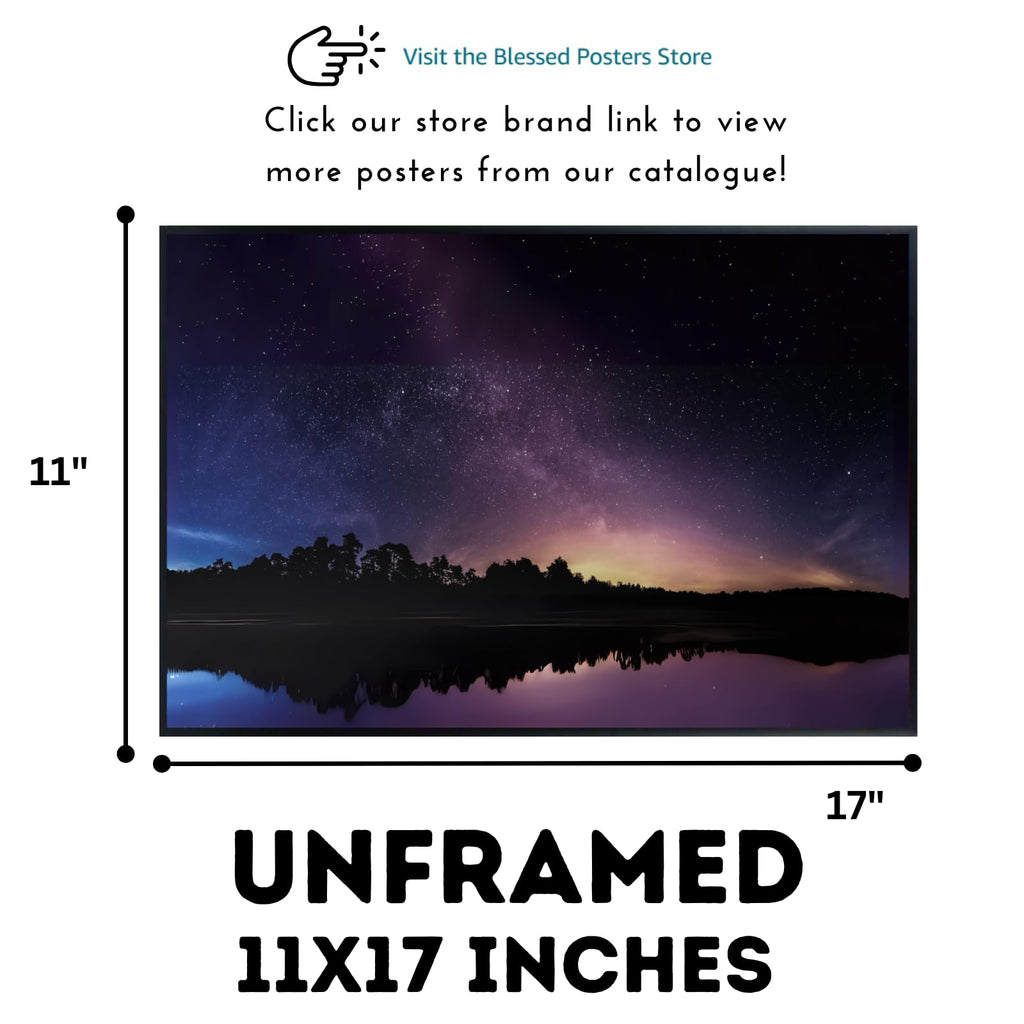 Blessed Posters Starry Sky Poster – Galaxy Night Sky Wall Art for Bedroom Living Room Office or Home Decor – Space Astronomy Print