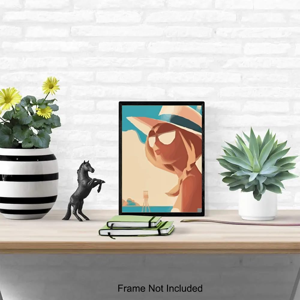 Coastal Wall Art Beach Poster Ocean Print Colorful Artwork Fashion Pop Art Decor for Girls Room Bedroom Living Room Aesthetic
