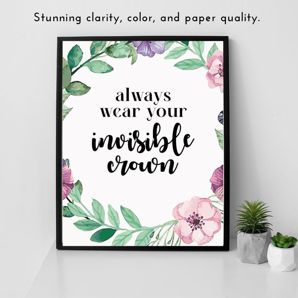 Always Wear Your Invisible Crown Poster Affirmation Wall Art Inspirational Quote Home Decor Decoration Girls Room Gift