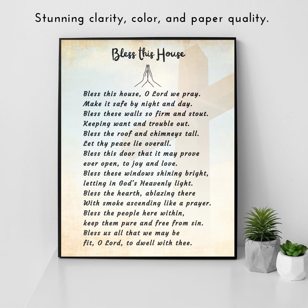 Blessed Posters Bless This House Hymn Wall Art Christian Wall Art Scripture Wall Decor Bible Verse Home Decoration Gift for Women
