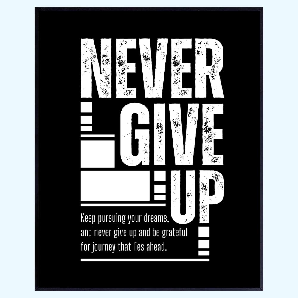 Blessed Posters Never Give Up Motivational Wall Decor Gym and Home Office Decoration Inspirational Wall Art Gift