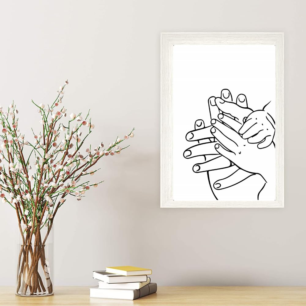 Mother and Baby Hands Wall Art – Minimalist Line Drawing Poster – Family Love Print for Nursery Kids Room Modern Home Decor – Gift for New Parents