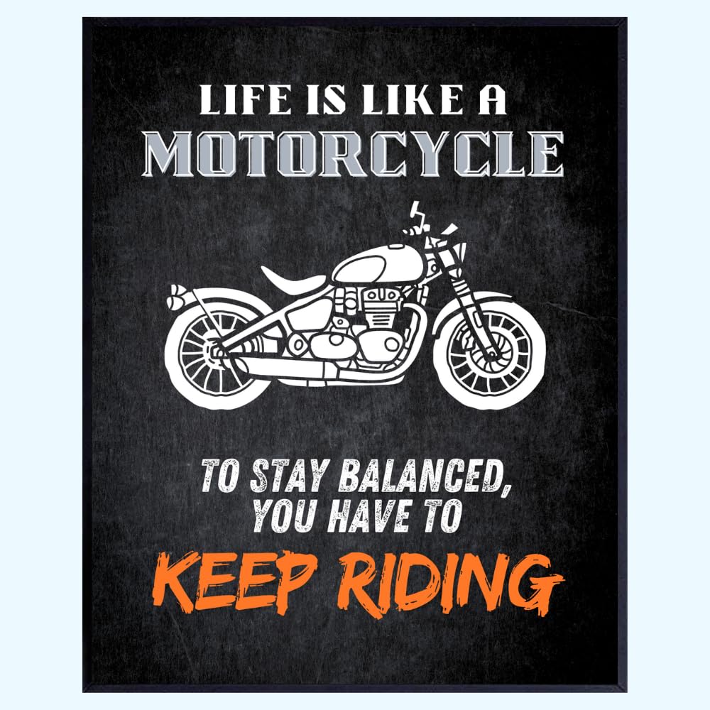 Blessed Posters Keep Riding Motorcycle Decor Inspirational Wall Decor Motivational Wall Art Garage Wall Decoration Gift for Men Motorcycle Lovers