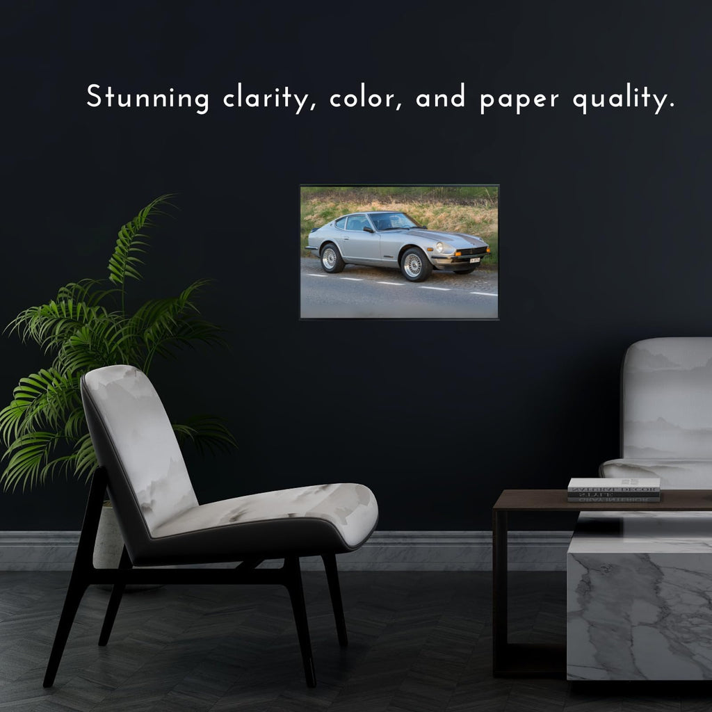 Blessed Posters Datsun 240Z Wall Poster – Retro Japanese Performance Car Print for Office Bedroom Den – Stylish Auto Enthusiast Decor