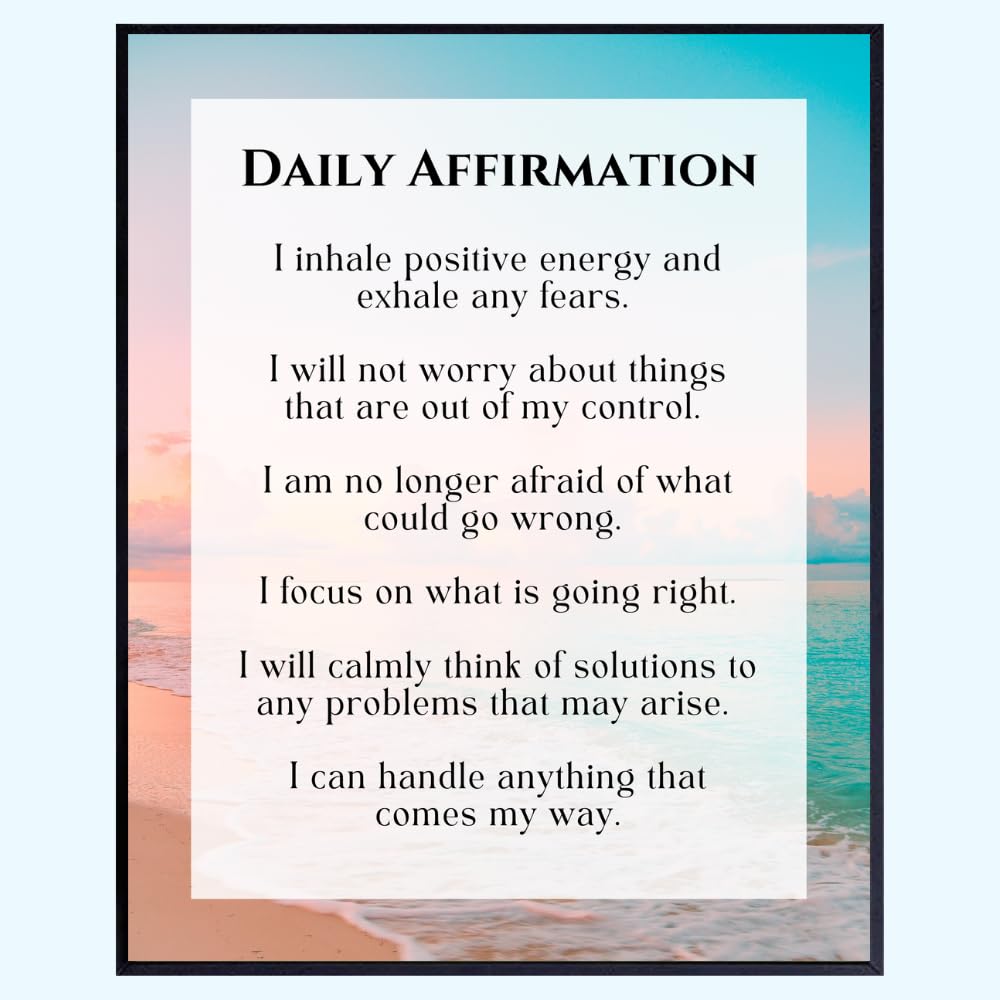 Blessed Wall Art Print - Daily Affirmation Poster - Inspirational Quote Decor for Bedroom Living Room Office - Positive Gifts for Women Girls