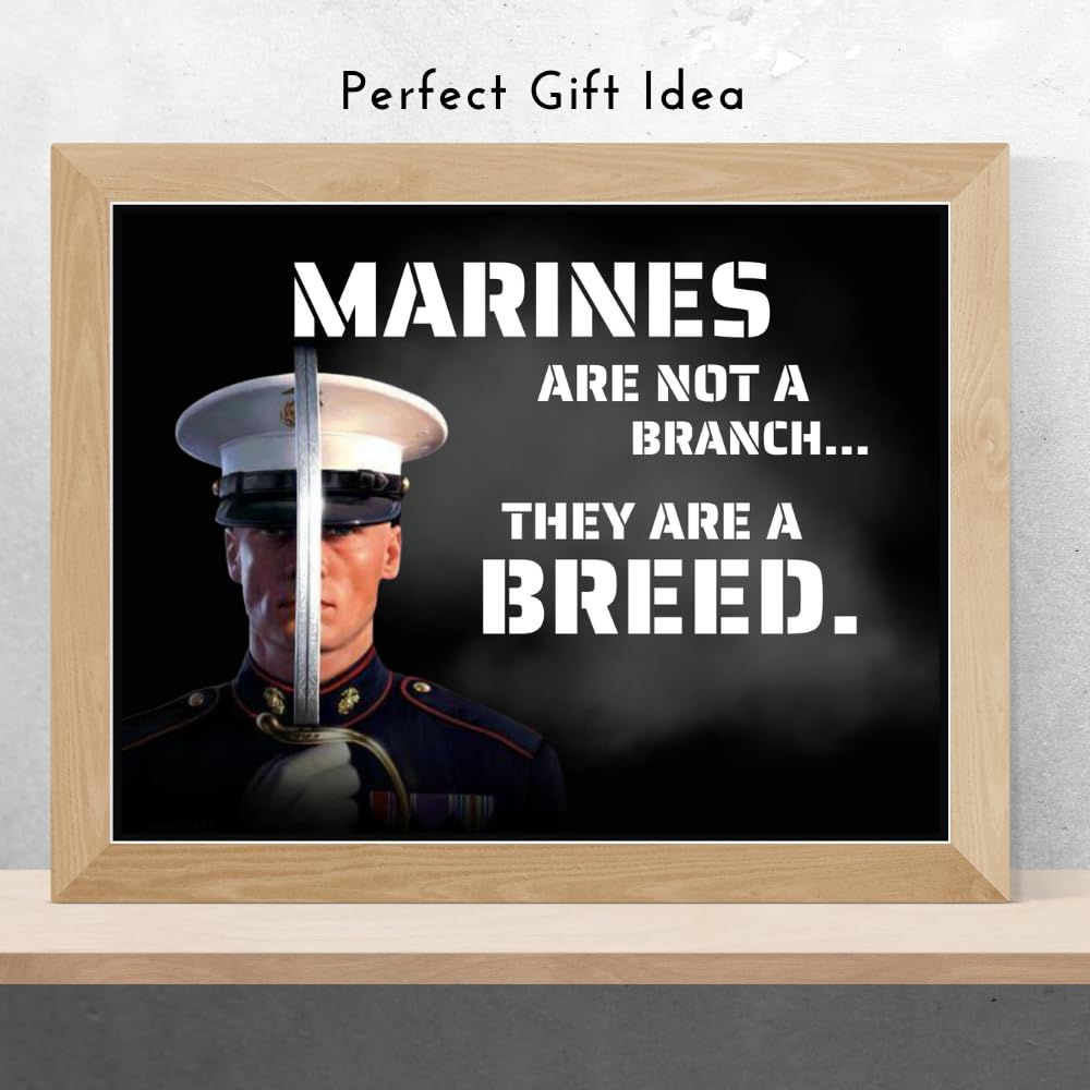 Blessed Marines Are Not a Branch They Are a Breed Poster Marine Corps Wall Art Patriotic American Home Decor Inspirational Room Decoration