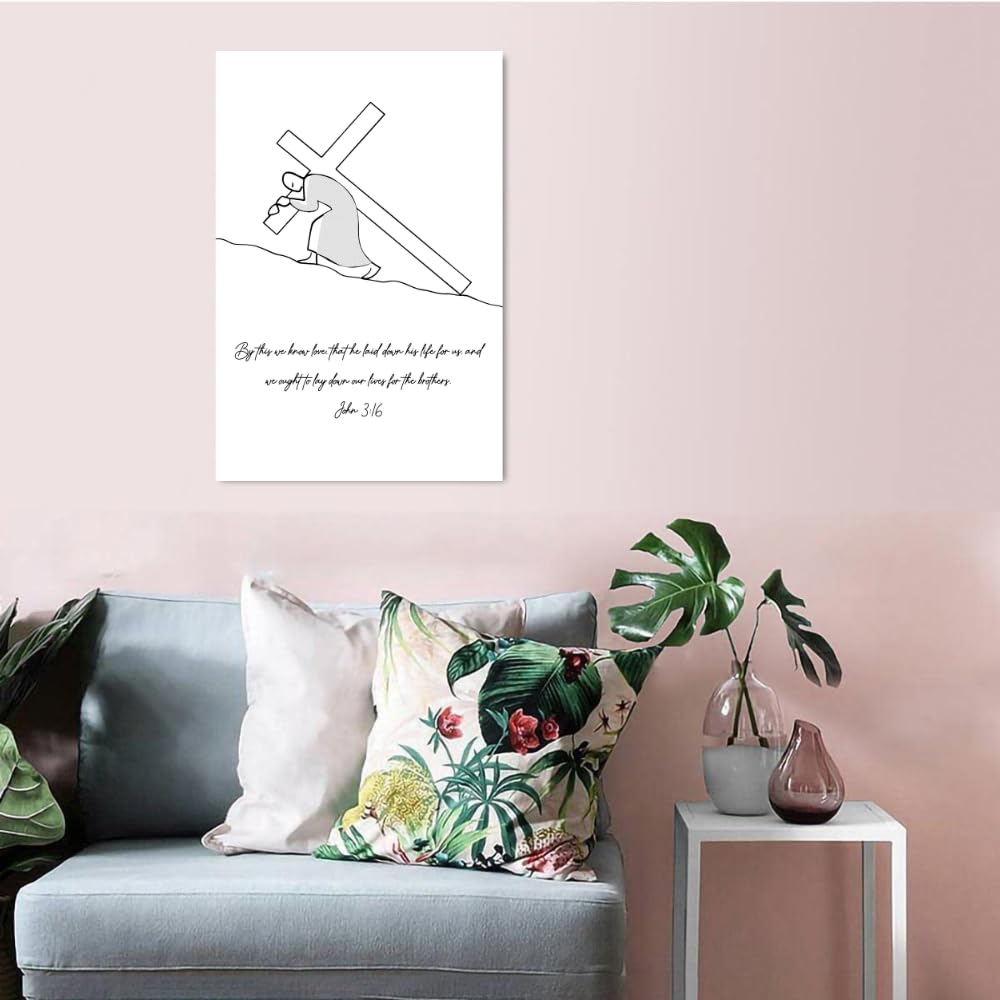John 3:16 Bible Verse Wall Art Poster – Christian Scripture Print – Religious Home Decor for Living Room Bedroom Office Church – Inspirational Christian Gift Decoration