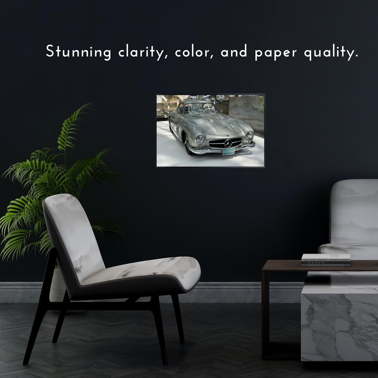 Blessed Posters Mercedes-Benz 300SL Gullwing Wall Art – Classic German Vintage Car Poster for Garage, Office, or Living Room – Retro Automotive Print – Luxury Car Decor Gift