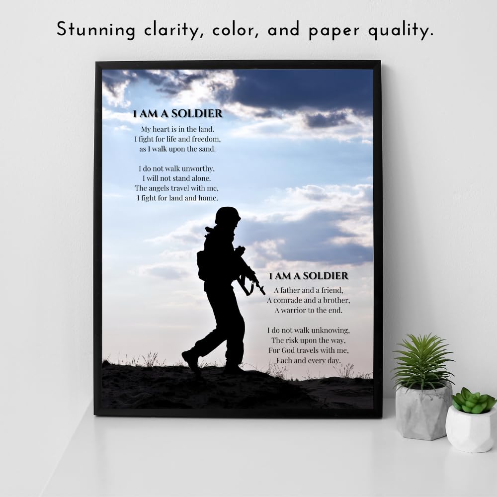 Blessed Posters I Am A Soldier Patriotic American Military Wall Art Inspirational Home Room Decor Gift for Veterans