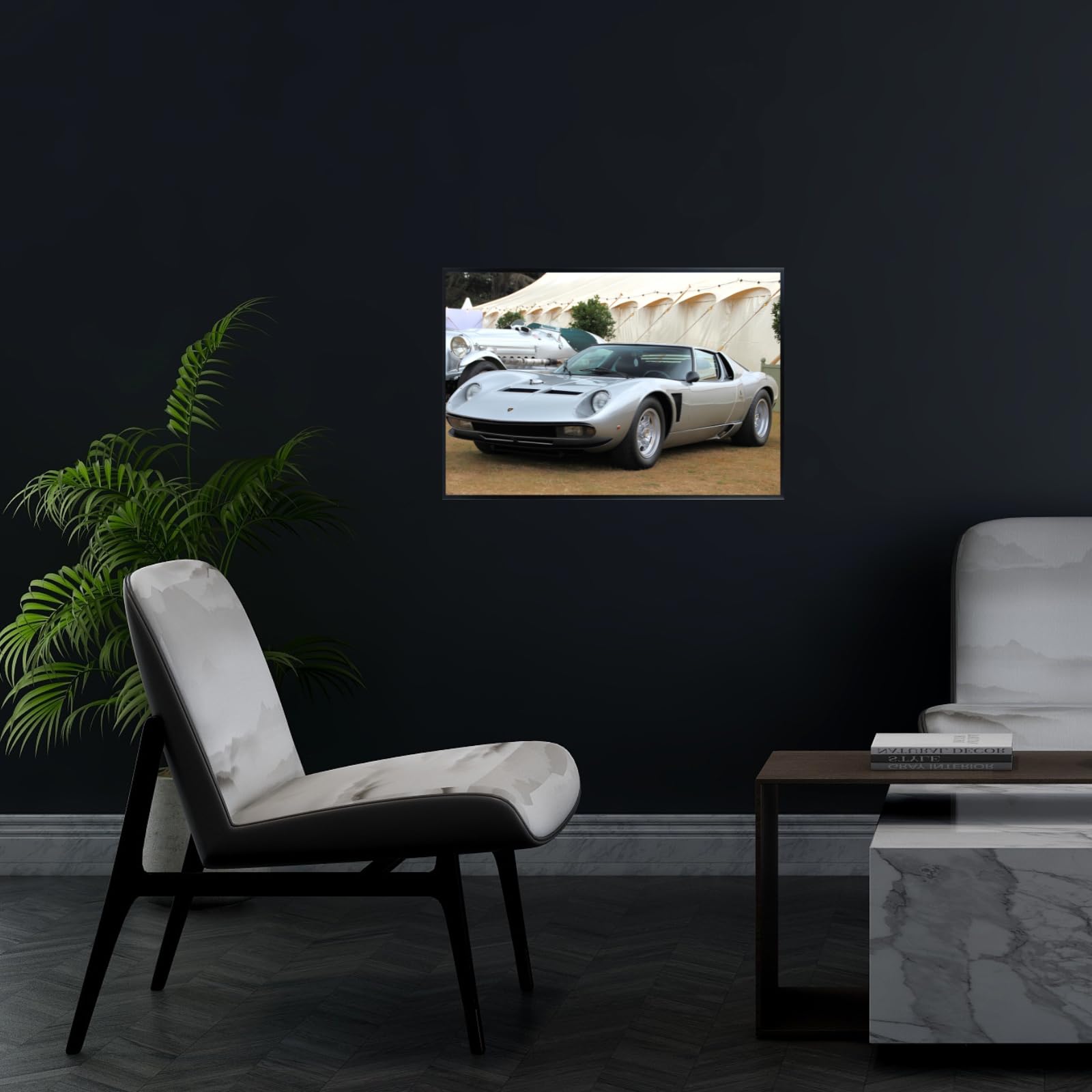 Lamborghini Miura Poster, Classic Supercar Wall Art for Garage, Office, Bedroom - Sports Car Hypercar Automotive Decoration