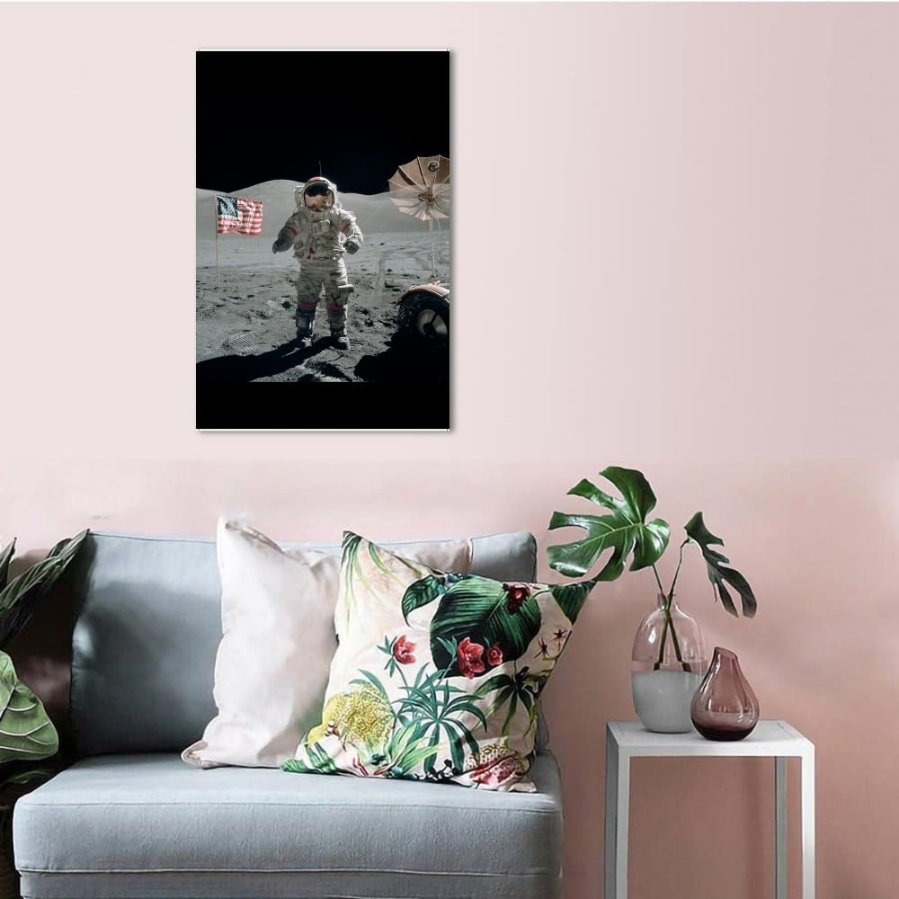 Apollo Moon Landing Poster – NASA Space Wall Art – Astronaut Photography Print for Space Lovers and Aerospace Gifts