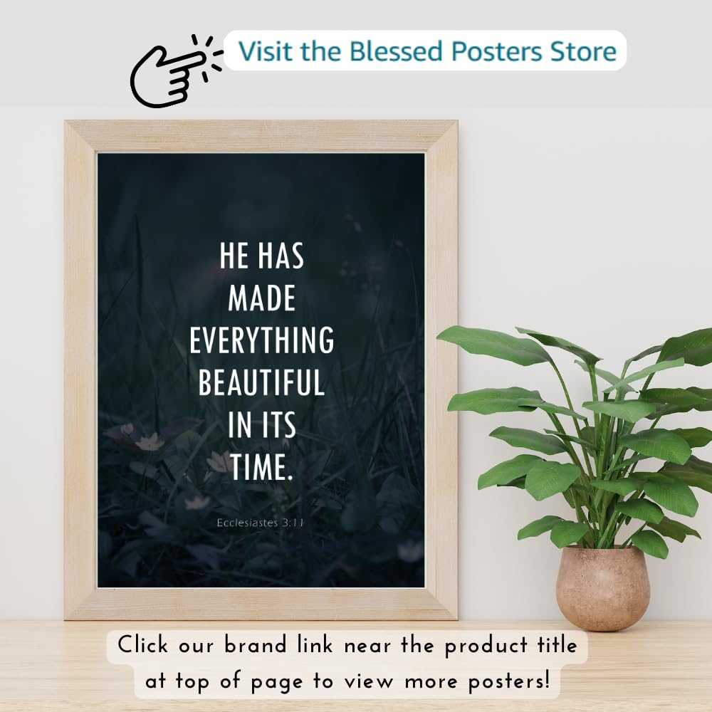 Ecclesiastes 3:11 Bible Verse Wall Art Christian Scripture Poster Print Inspirational Faith Quote Modern Home Decor Gift for Christians