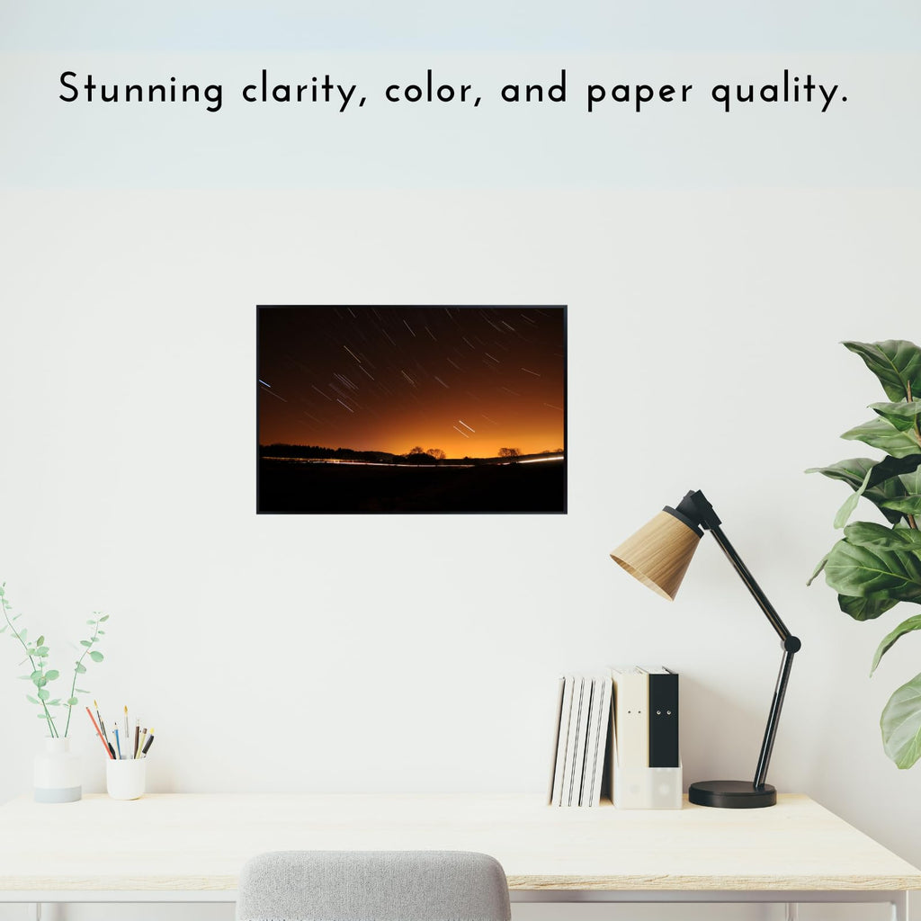 Blessed Posters Startrails Poster – Galaxy Night Sky Wall Art for Bedroom Living Room Office or Home Decor – Space Astronomy Photography Print