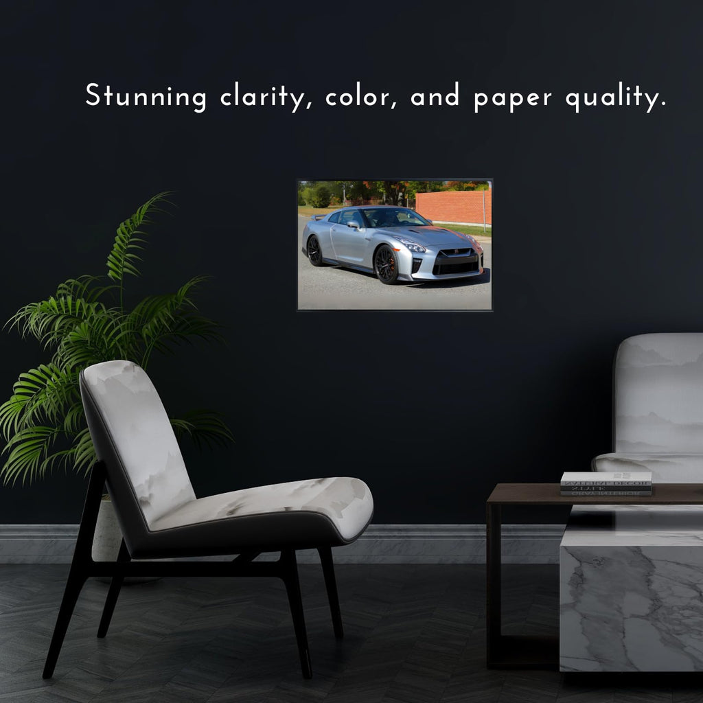 Blessed Posters Nissan GT-R Supercar Poster Luxury Automotive Wall Art for Garage Office Bedroom Living Room Decor