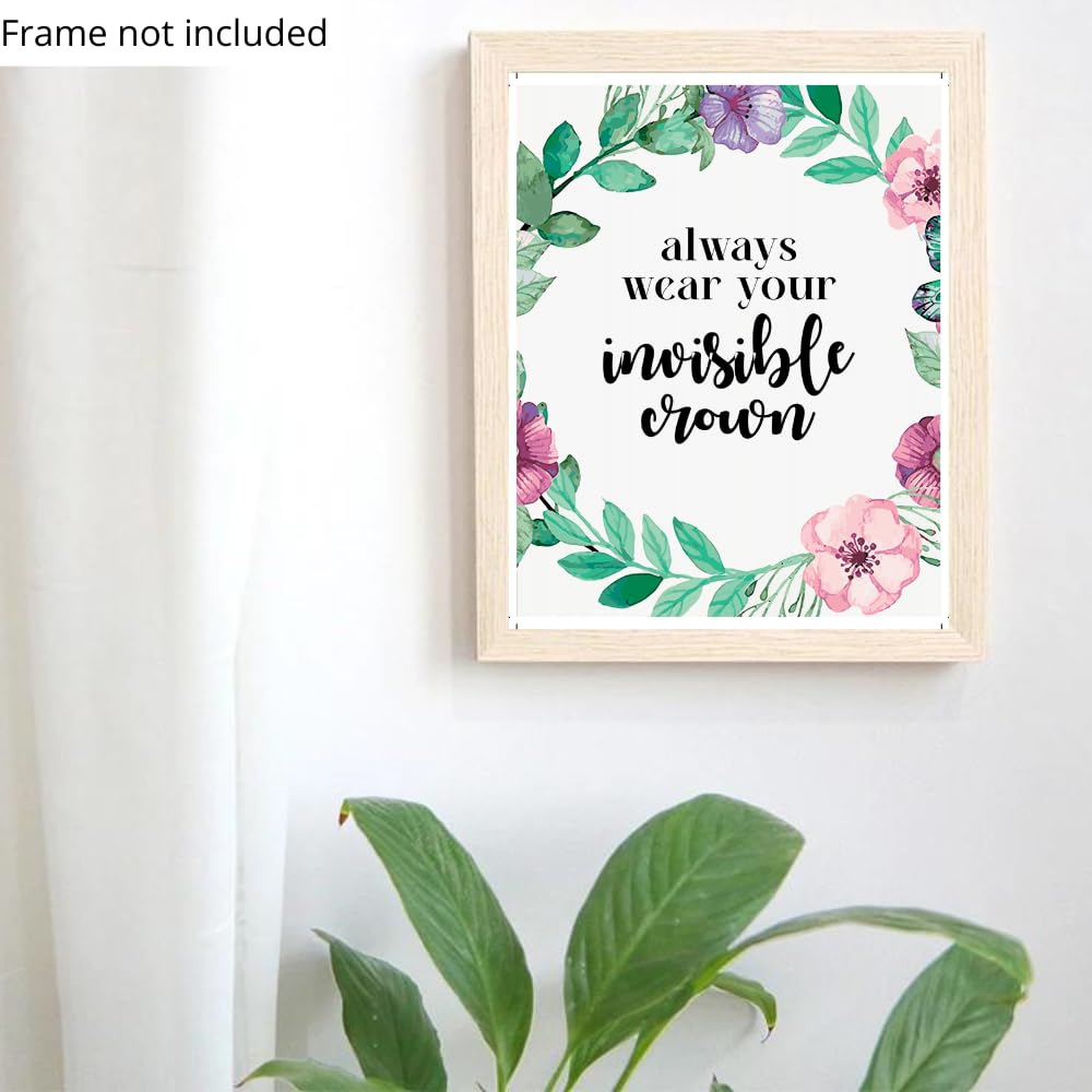 Always Wear Your Invisible Crown Poster Affirmation Wall Art Inspirational Quote Home Decor Decoration Girls Room Gift