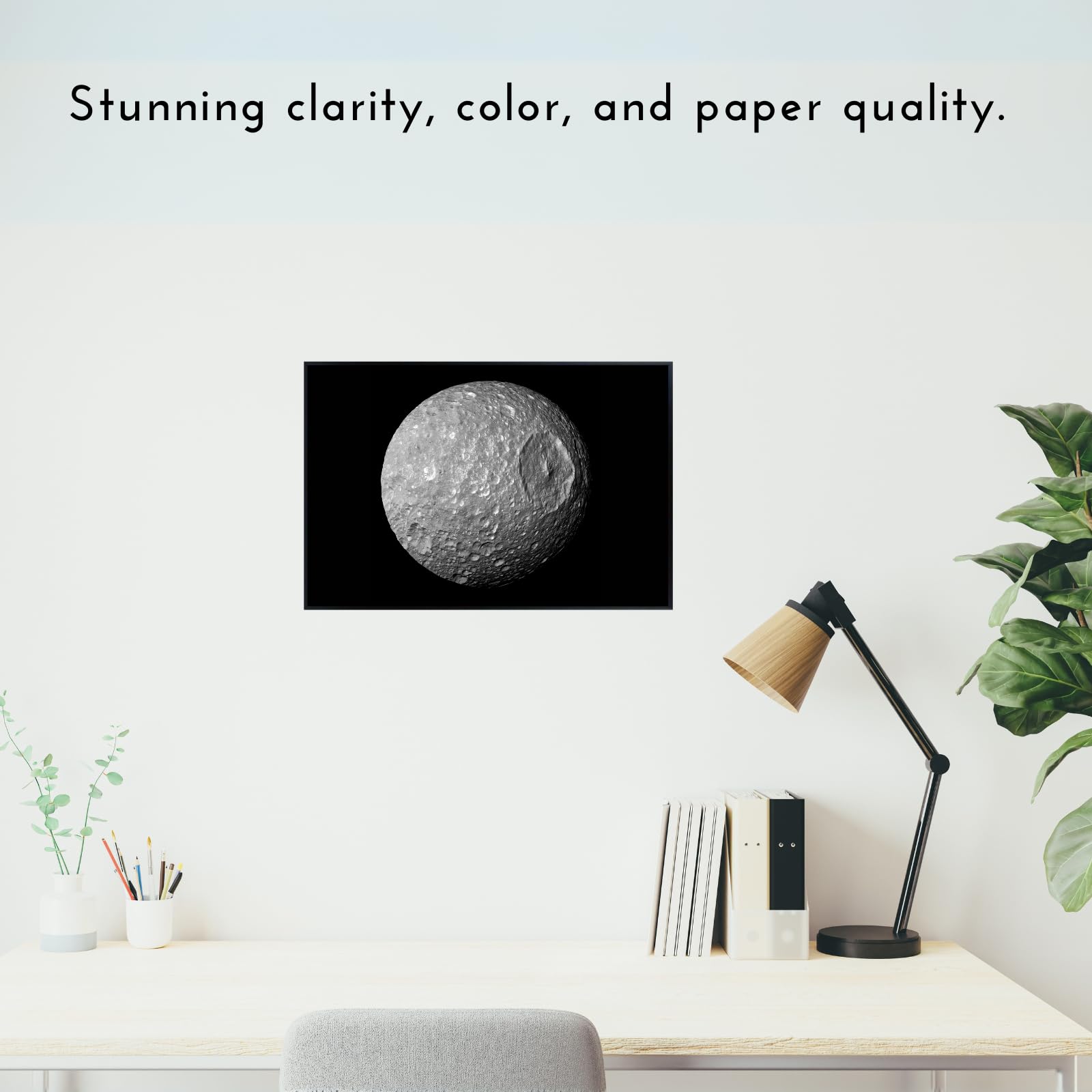 Blessed Posters Mimas Cassini 1 Poster – Night Sky Wall Art Print for Bedroom, Living Room, Office, or Home Decor – Space Astronomy Photography Artwork