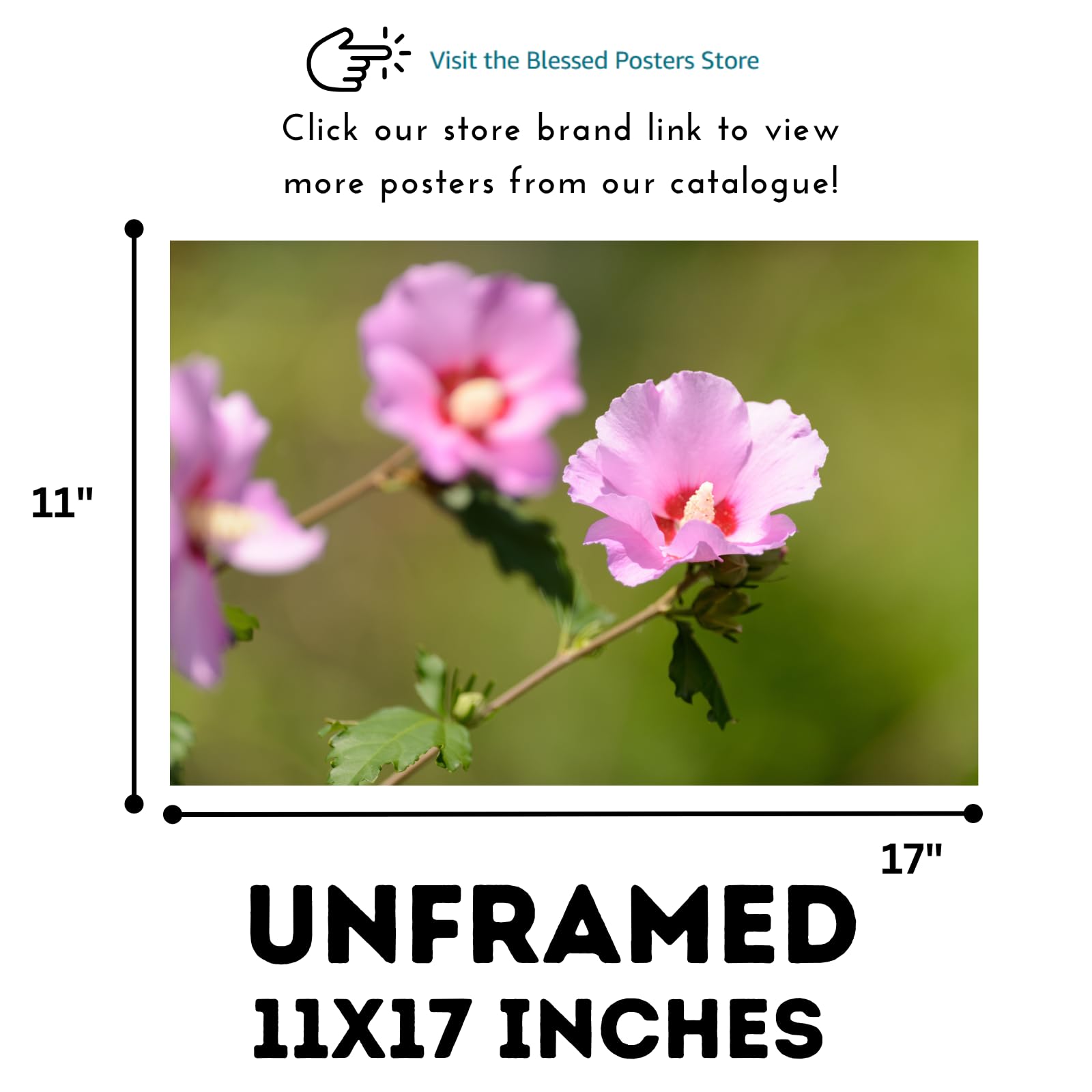 Pink Tropical Hibiscus Wall Art Poster – Vibrant Floral Home Decor, Botanical Print for Living Room, Bedroom, Office, or Nursery