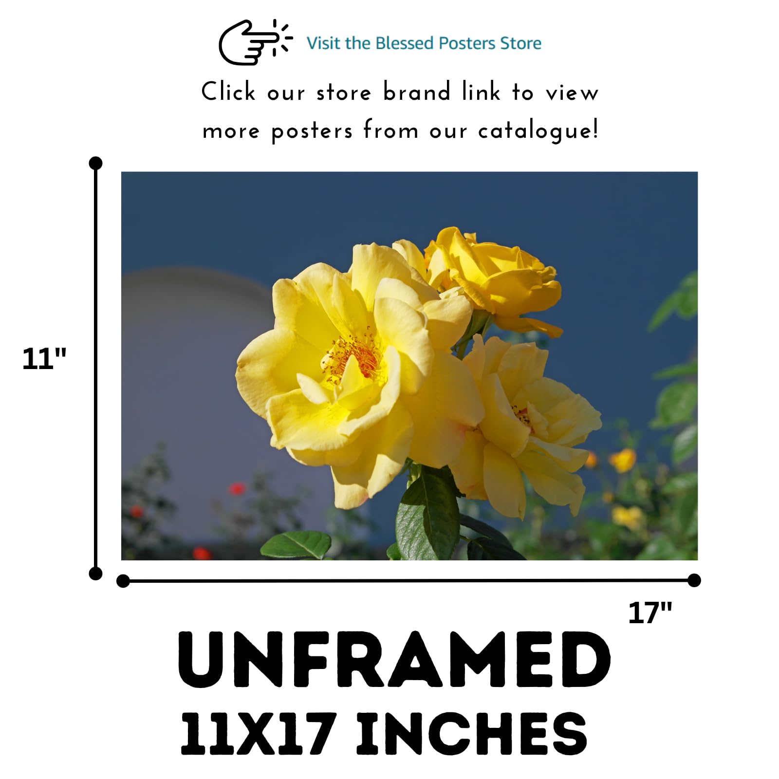 Yellow Rose Poster Botanical Print Floral Wall Art for Living Room Home Decor