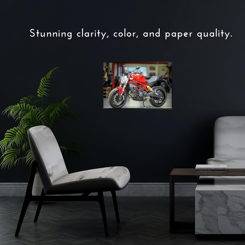Ducati Monster Motorcycle Poster - Street Bike Wall Art Print for Garage, Office, or Man Cave