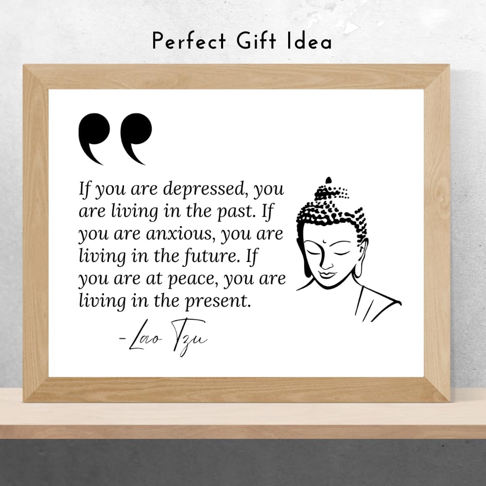If You Are at Peace You Are Living in the Present Lao Tzu Quote Wall Art – Buddha Decor Inspirational Buddhist Print – Spiritual Positive Affirmations Motivational Poster