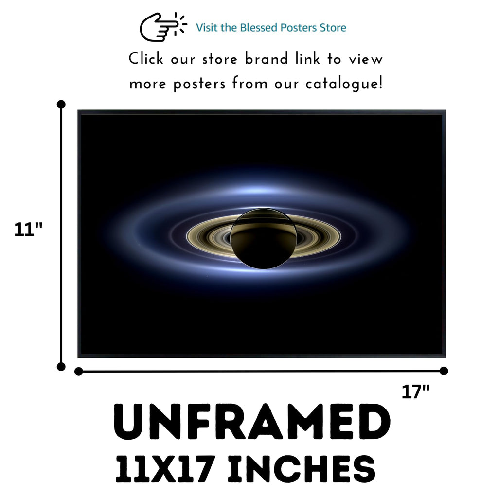 Blessed Posters Saturn Poster – Night Sky Wall Art Print for Bedroom, Living Room, Office, or Home Decor – Space Astronomy Photography Artwork