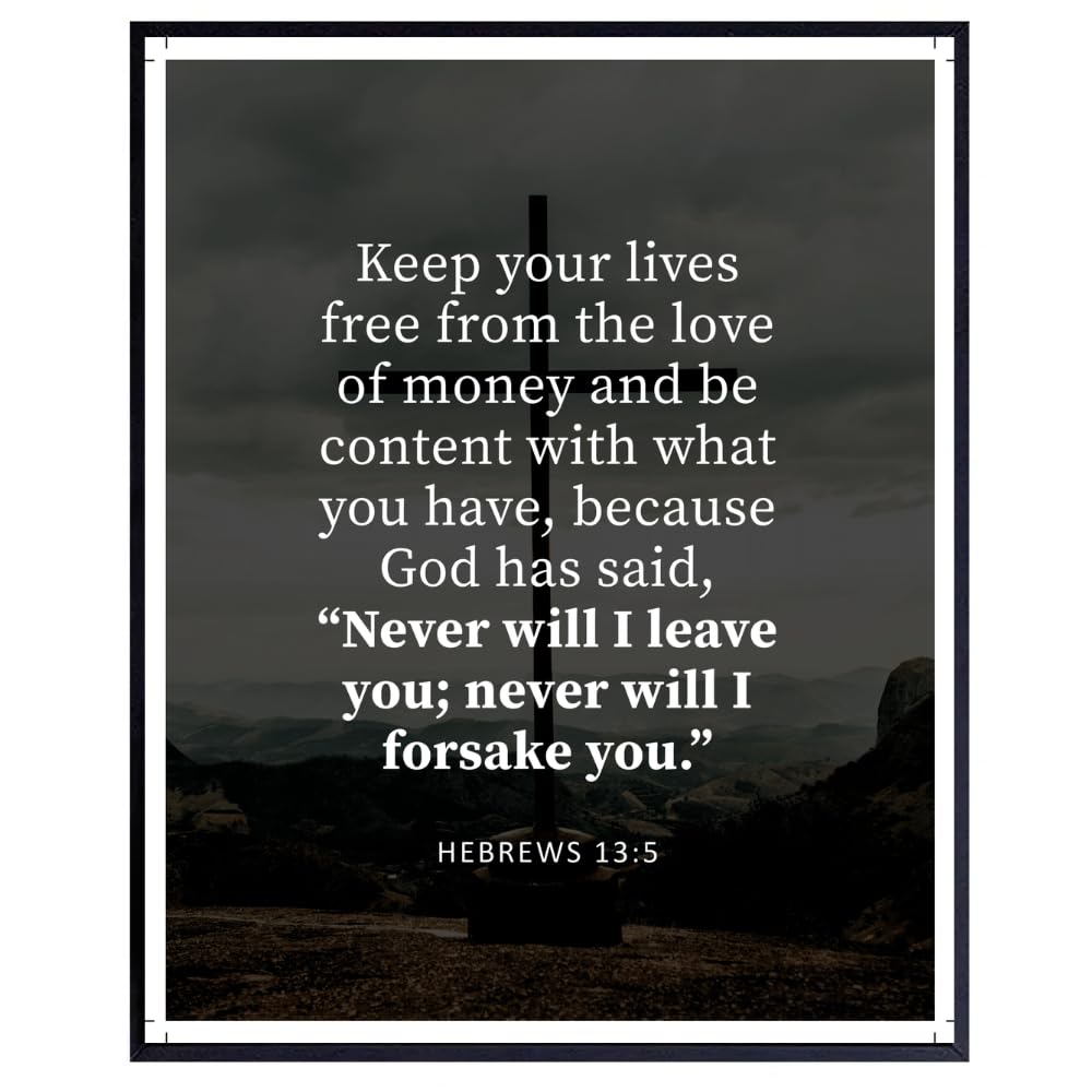 Hebrews 13:5 Bible Verse Wall Art Scripture Poster Print Christian Home Decor Inspirational Faith Gifts