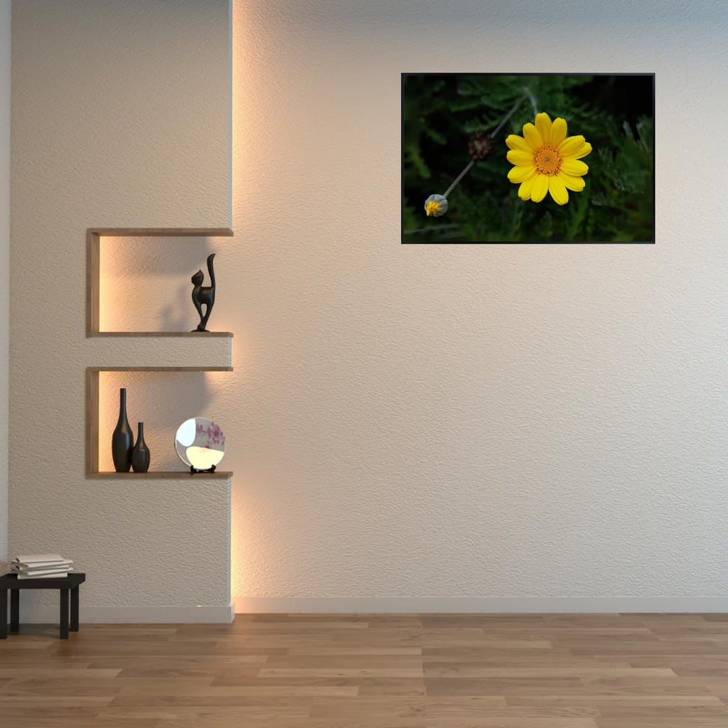 Yellow Chamomile Wall Art Poster – Golden Marguerite Botanical Print for Home Decor, Aesthetic Floral Artwork for Living Room, Bedroom, Office, Kitchen – Modern Nature Wall Art