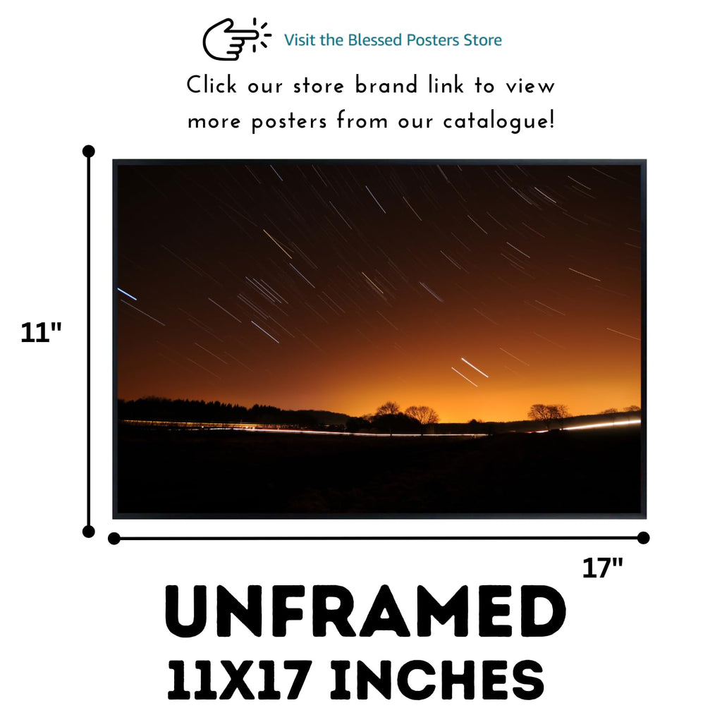 Blessed Posters Startrails Poster – Galaxy Night Sky Wall Art for Bedroom Living Room Office or Home Decor – Space Astronomy Photography Print