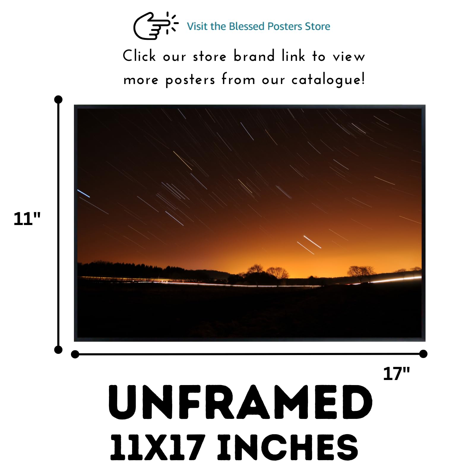 Blessed Posters Startrails Poster – Galaxy Night Sky Wall Art for Bedroom Living Room Office or Home Decor – Space Astronomy Photography Print