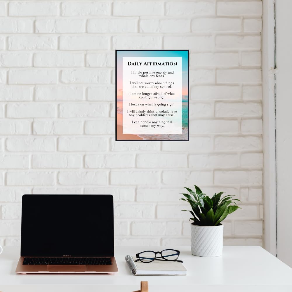 Blessed Wall Art Print - Daily Affirmation Poster - Inspirational Quote Decor for Bedroom Living Room Office - Positive Gifts for Women Girls