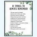 Blessed Posters 12 Things to Always Remember Wall Art – Inspirational Quotes Print for Girls Room Home Office Bedroom – Motivational Wall Decor Gift for Women