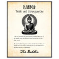 Karma Truth and Consequences Wall Art – Buddhist Inspirational Quote Print – Buddha Decor Spiritual Positive Affirmations Poster – Motivational Wall Print for Home or Meditation Room